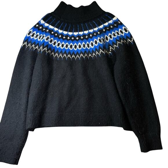 GAP Fair Isle Funnel neck Black and Blue Sweater Size XL - Picture 5 of 13